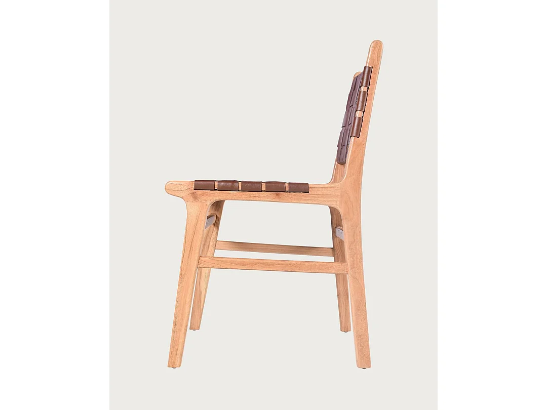 Forma - Silla de madera maciza de teca y cuero trenzado