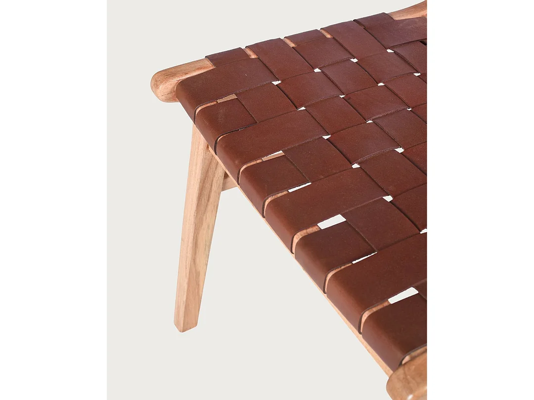 Forma - Silla de madera maciza de teca y cuero trenzado
