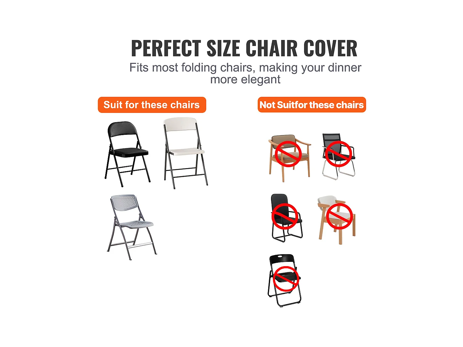 Housses de Chaises Pliantes en Élasthanne Extensible Noir SucceBuy, Lot de 100 pour Salle à Manger de Mariage