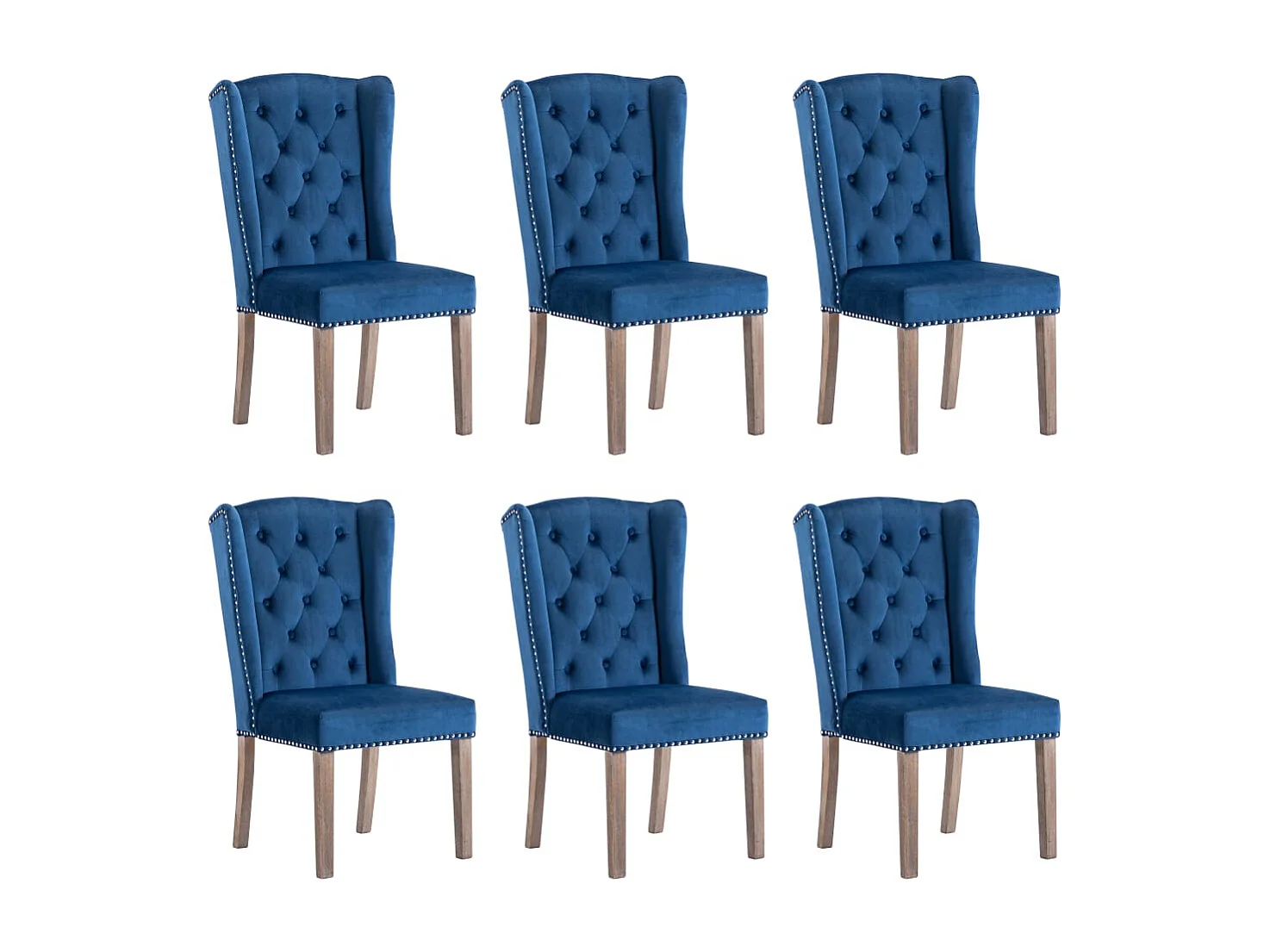 Chaises à manger lot de 6 bleu velours