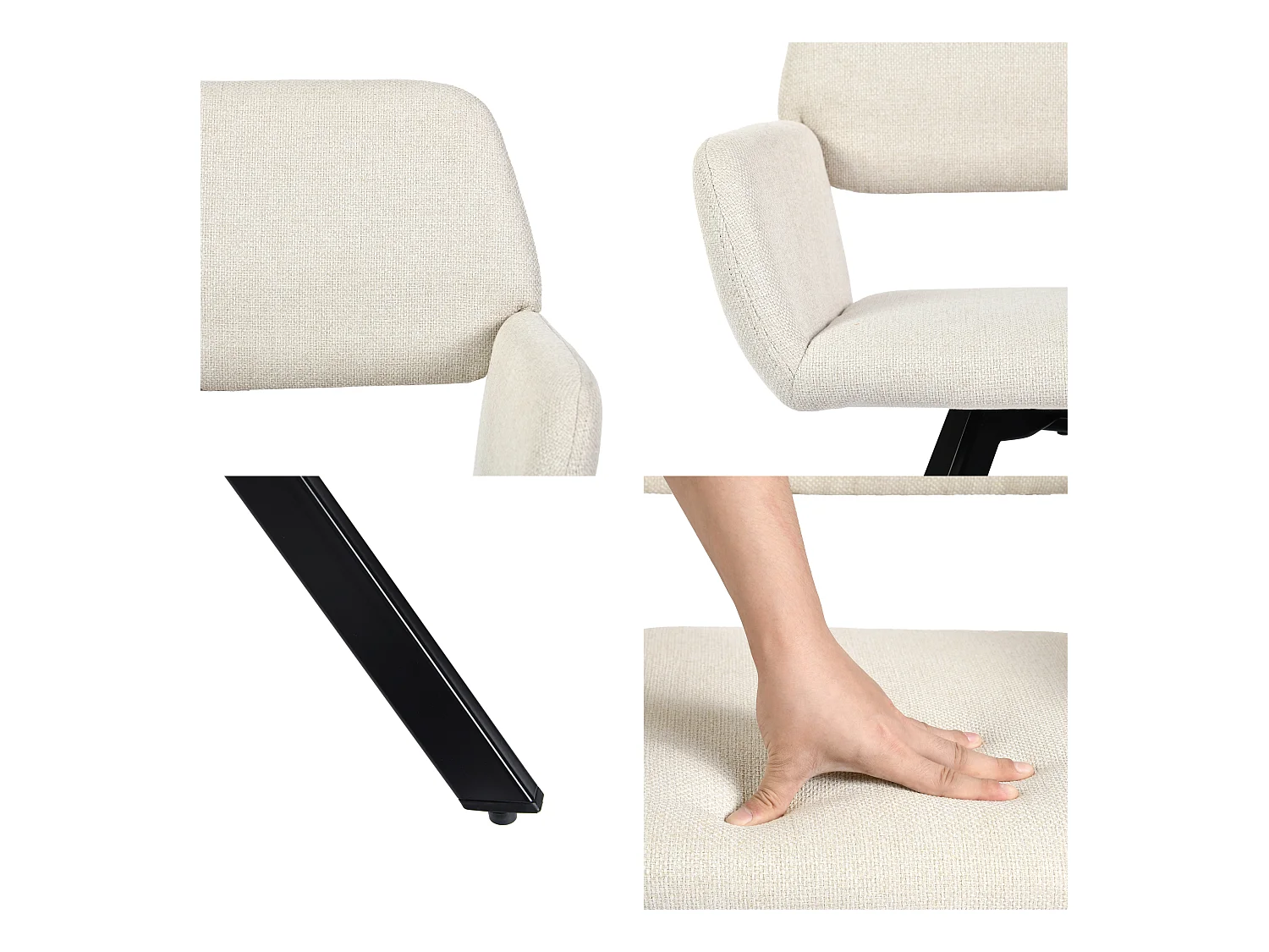 URBAN MEUBLE Lot de 4 chaises de salle à manger scandinaves rotative tissu beige