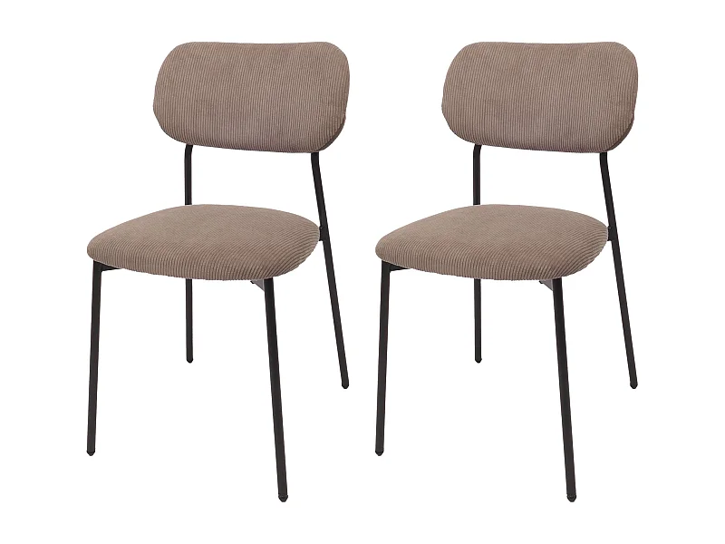 Set di 2 sedie da pranzo MCW-O26, poltroncina da cucina imbottita, velluto a coste (330g/m²) metallo ~ taupe
