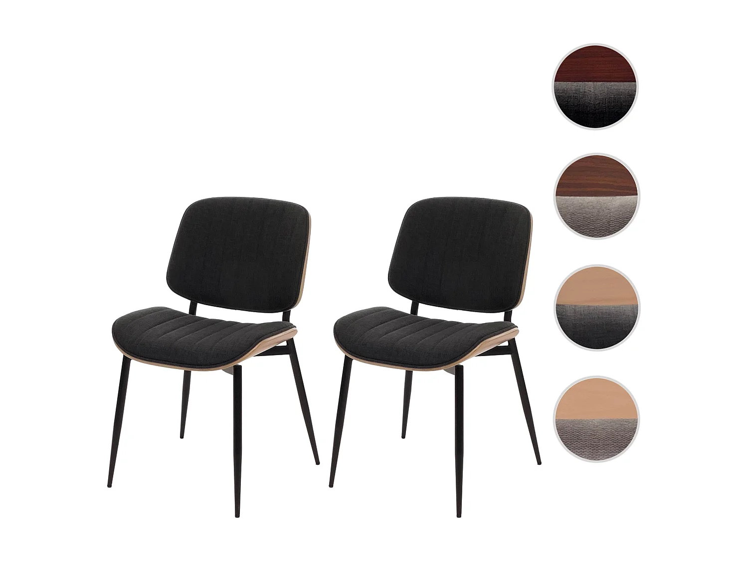 Chaise de salle à manger MCW-O44 (lot de 2),  naturel, gris foncé