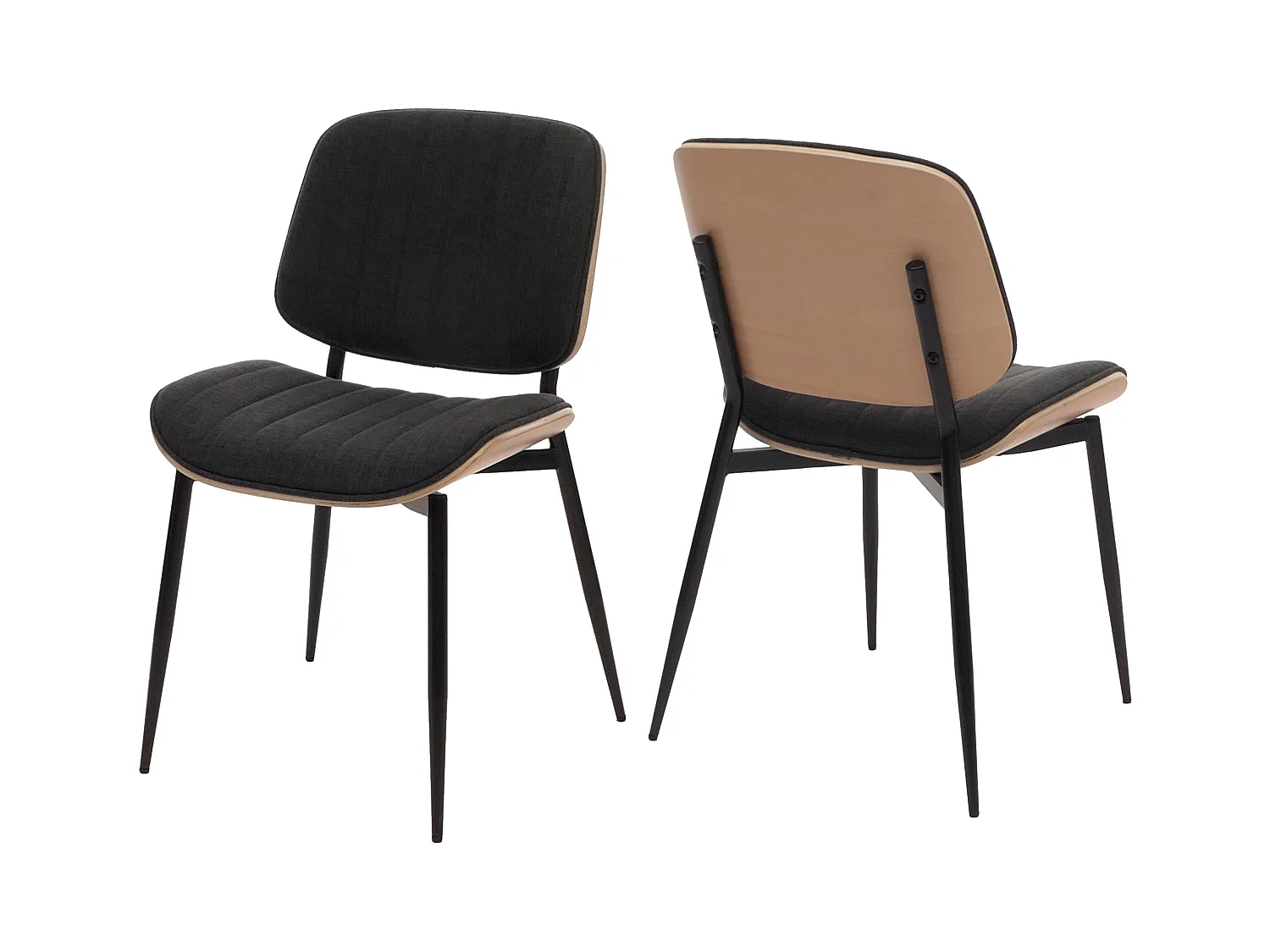 Eetkamerstoel MCW-O44 (set van 2),  natuurlijk, donkergrijs