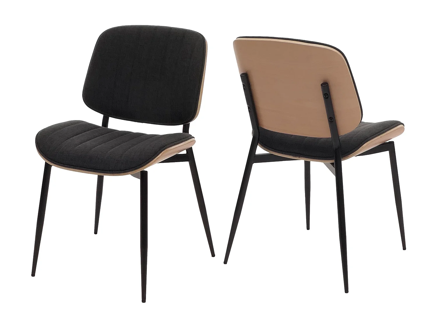 Chaise de salle à manger MCW-O44 (lot de 2),  naturel, gris foncé