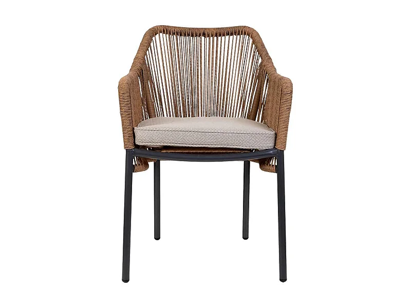 Silla de ratan sintético marrón 56x66x80