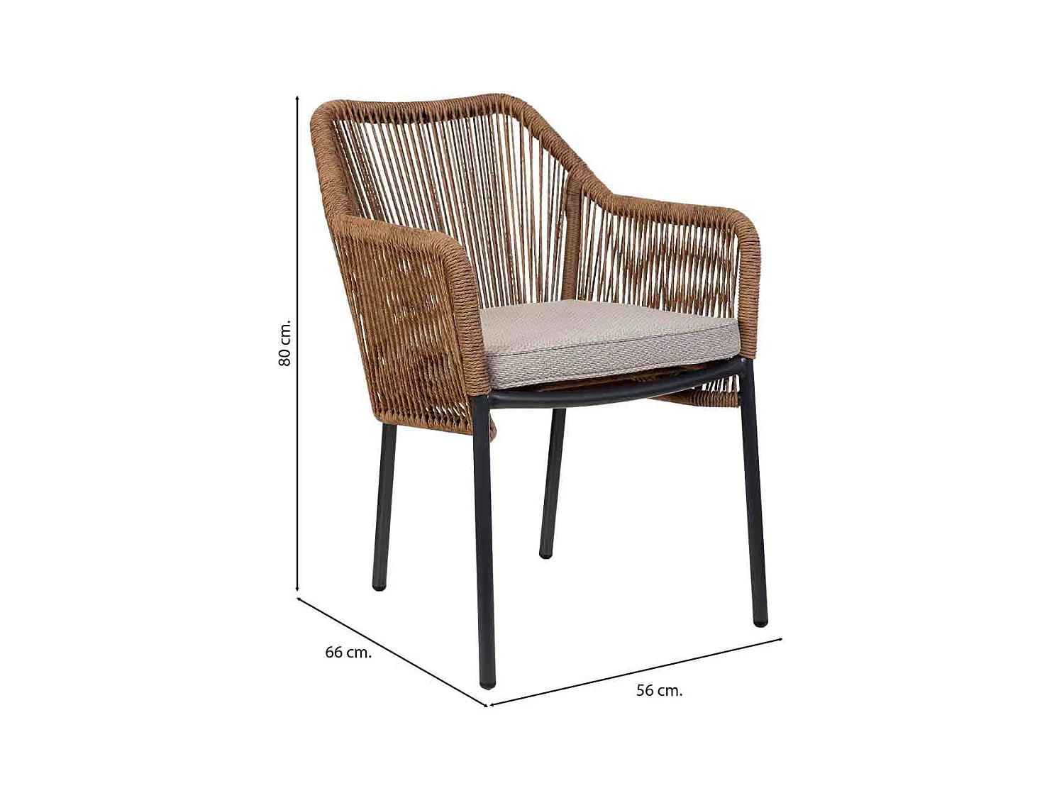 Chaise en rotin synthétique marron 56x66x80