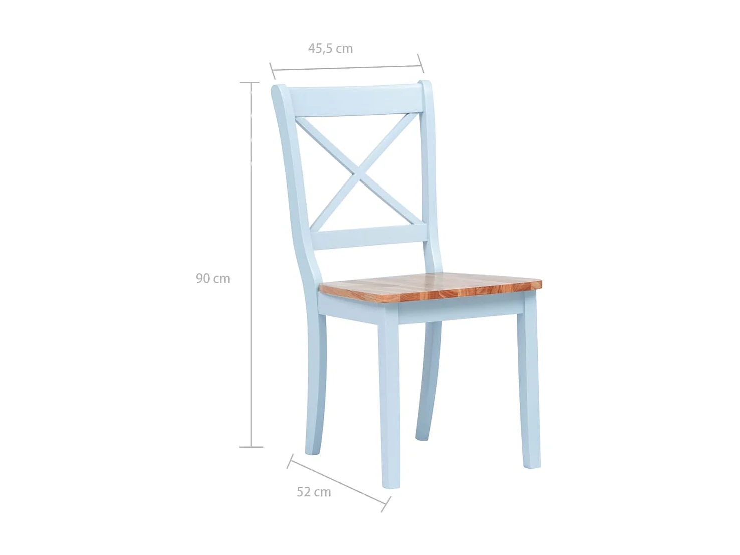 Sedie da Pranzo 4 pz Grigio e Naturale in Massello di Hevea