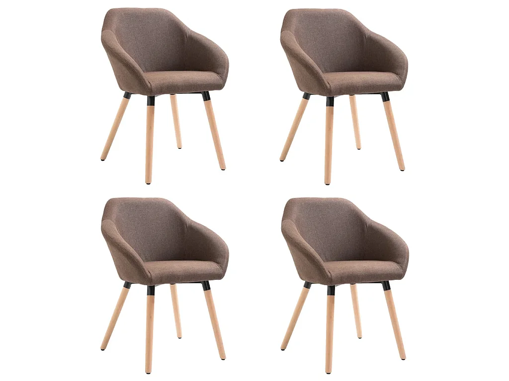 Chaises à manger lot de 4 marron tissu
