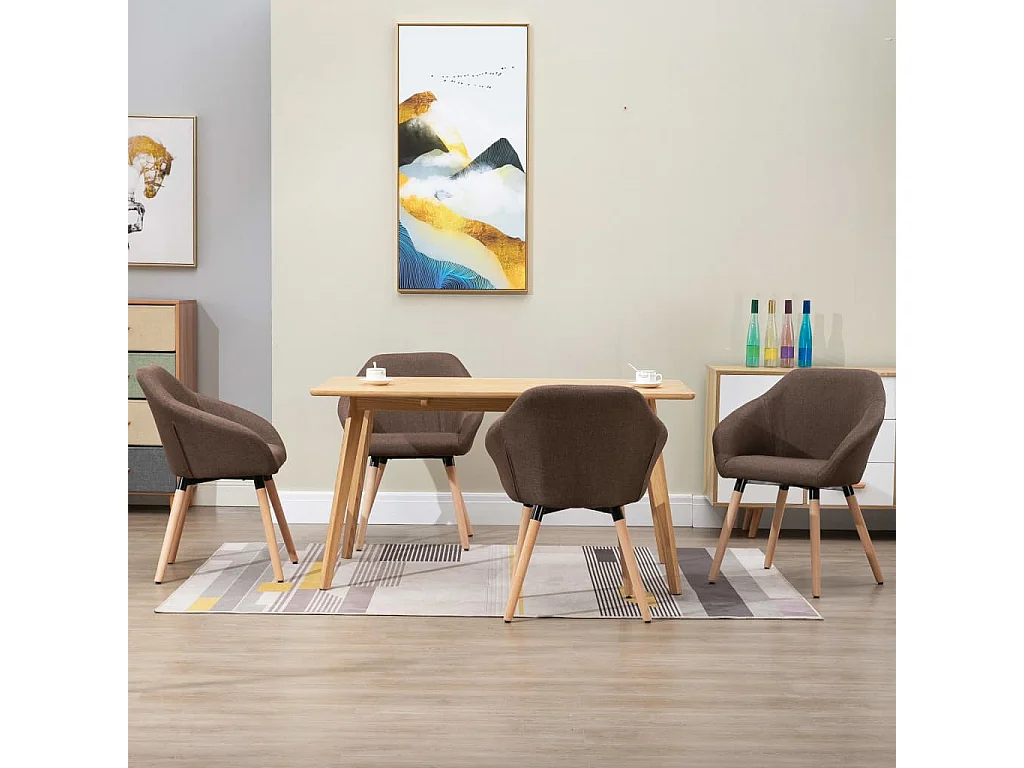 Chaises à manger lot de 4 marron tissu