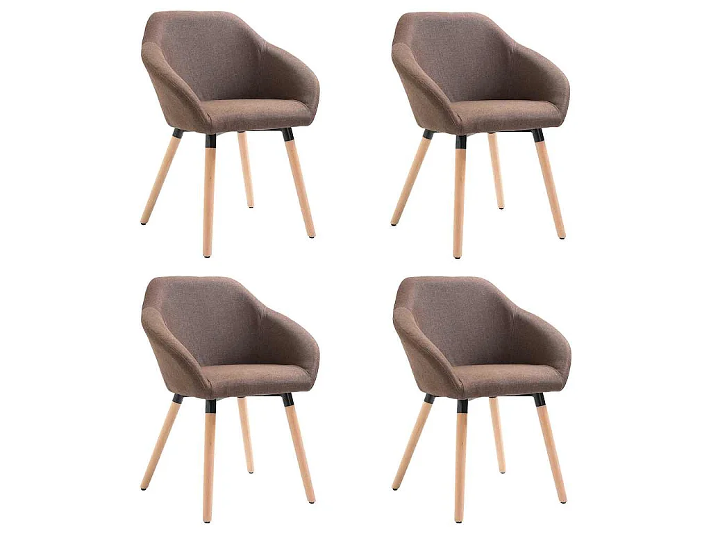 Chaises à manger lot de 4 marron tissu