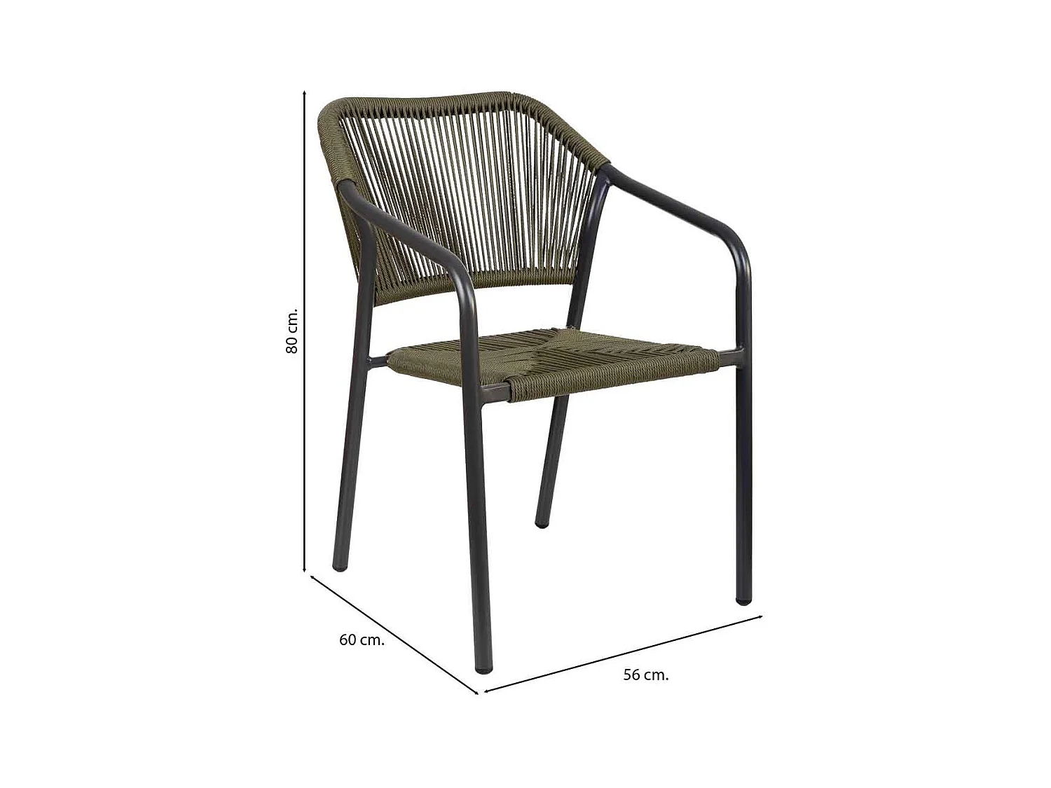 Chaise en rotin synthétique vert 56x60x80