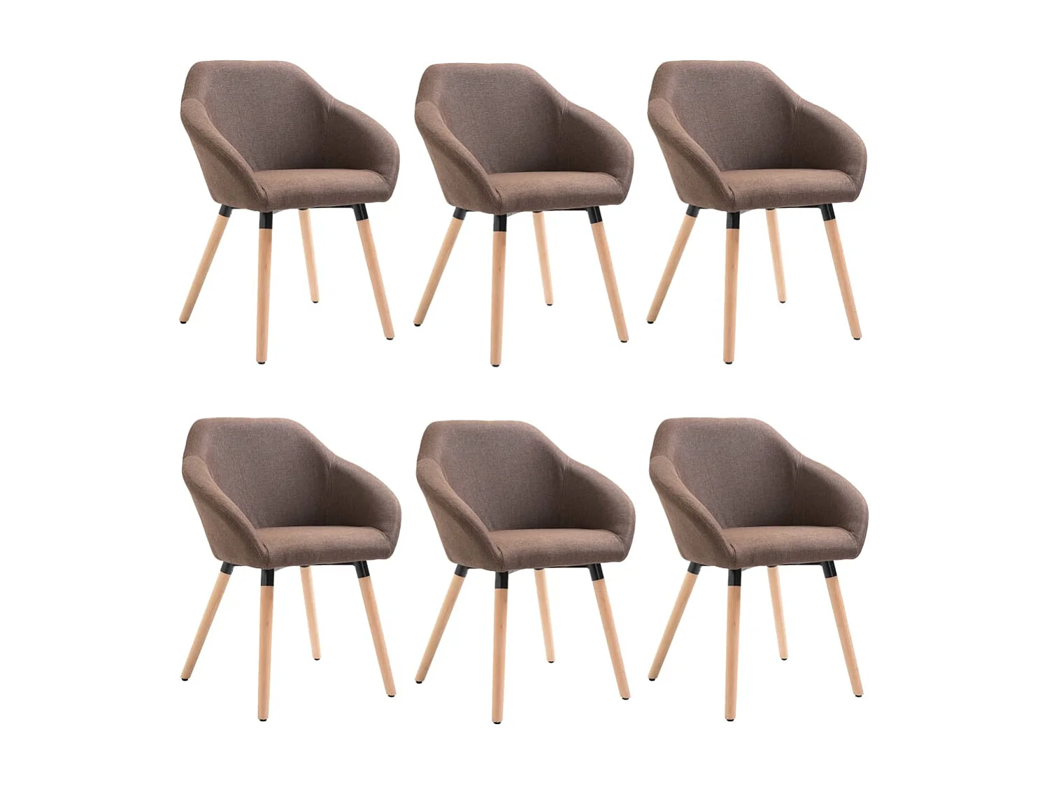 Chaises à manger lot de 6 marron tissu