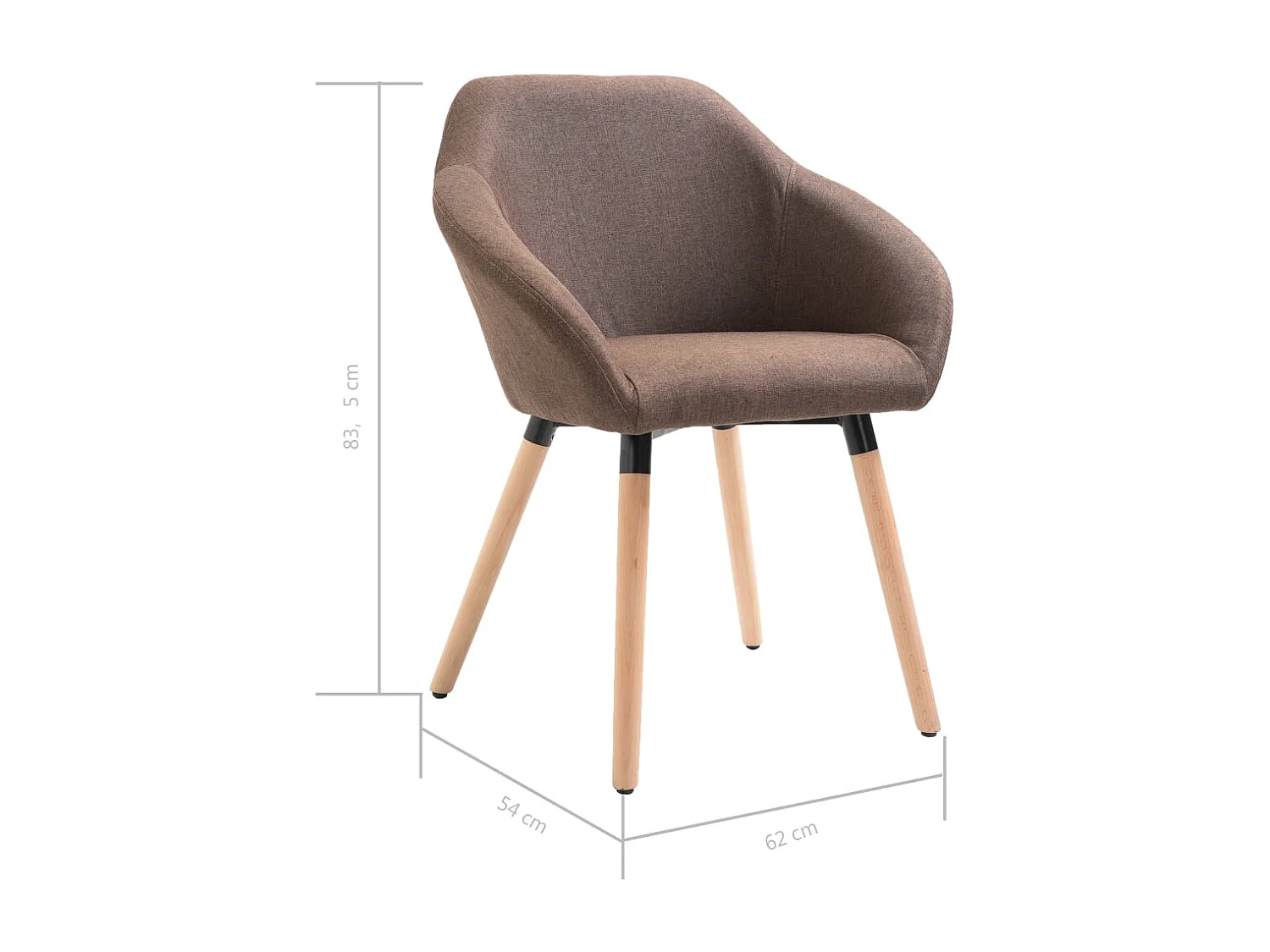 Chaises à manger lot de 6 marron tissu