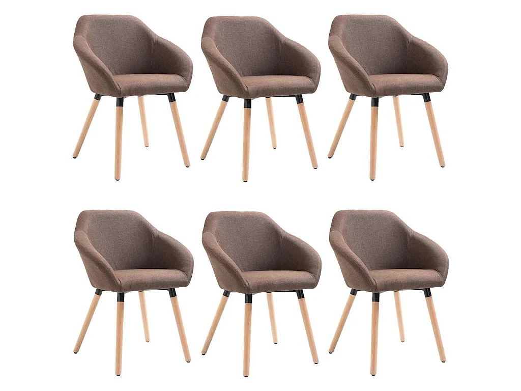Chaises à manger lot de 6 marron tissu