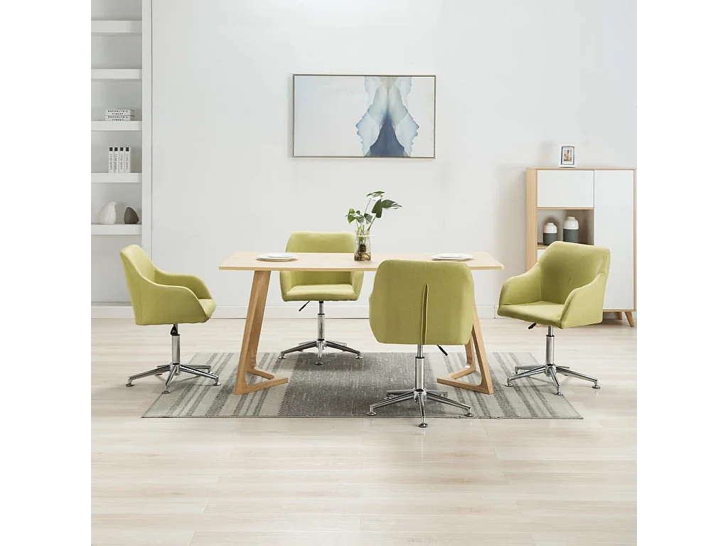 Esszimmerstühle Drehbar 4 Stk. Grün Stoff