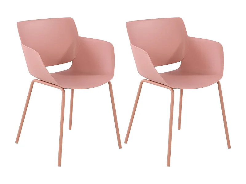 Lot de 2  chaise salle à manger - Plastique - Rose - Alpena