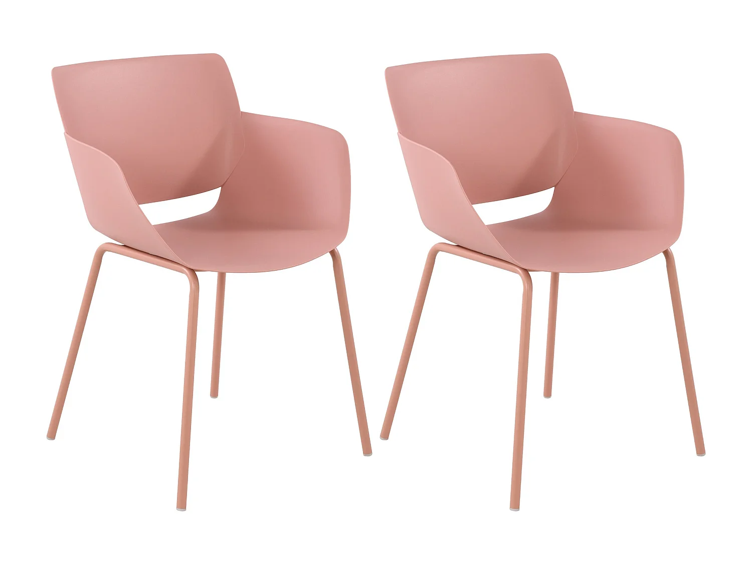 Lot de 2  chaise salle à manger - Plastique - Rose - Alpena