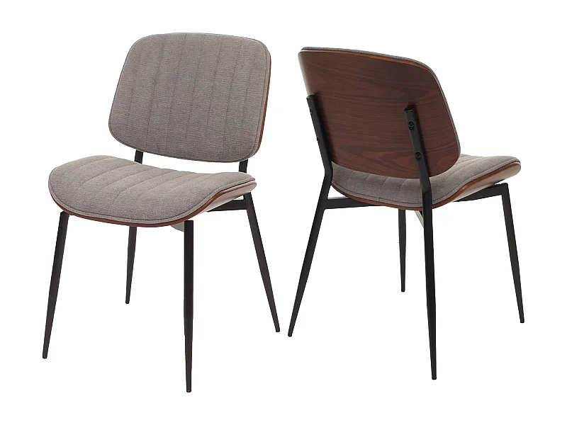 Eetkamerstoel MCW-O44 (set van 2),  walnoot look, lichtgrijs