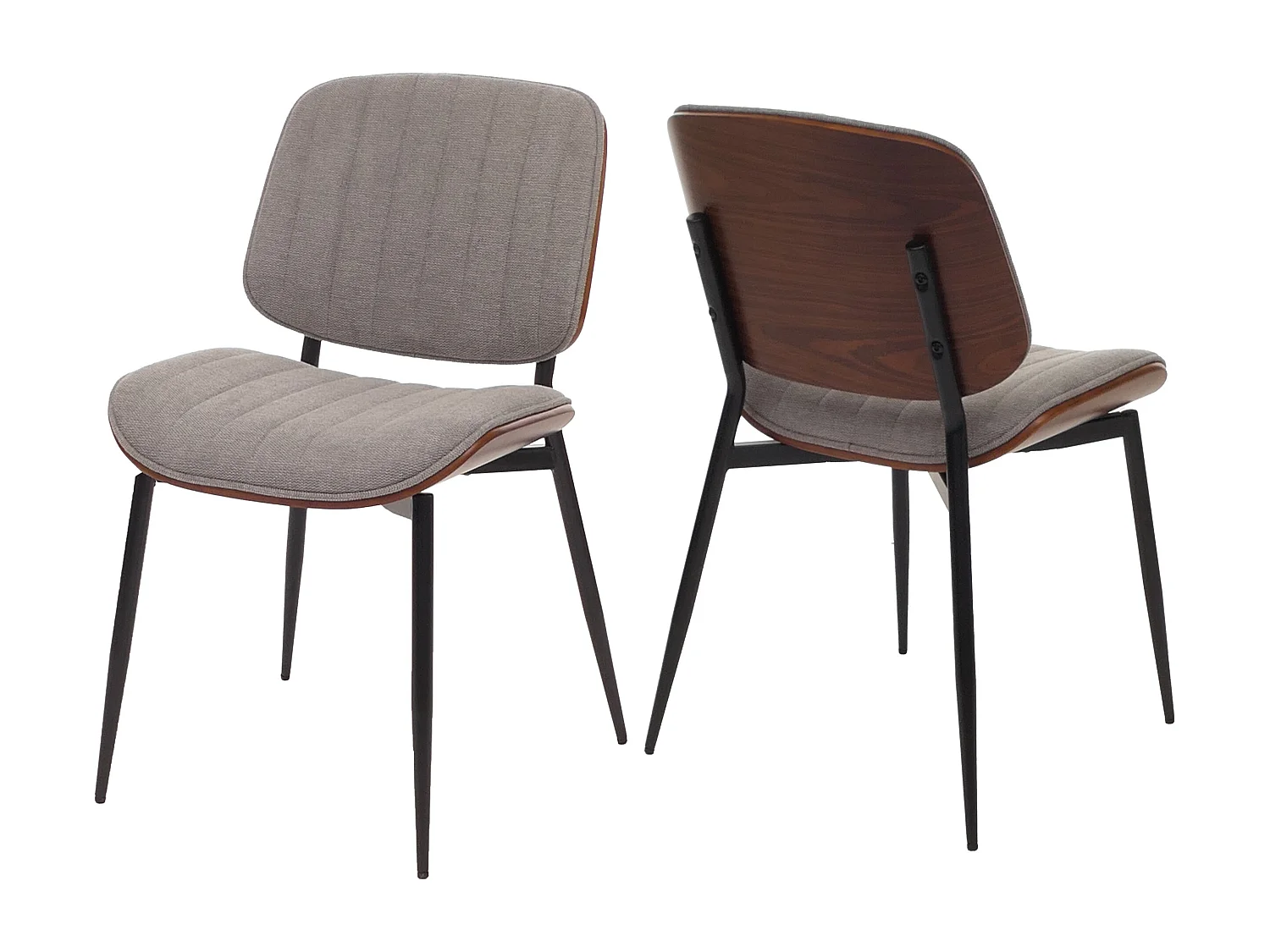 Chaise de salle à manger MCW-O44 (lot de 2),  aspect noyer, gris clair