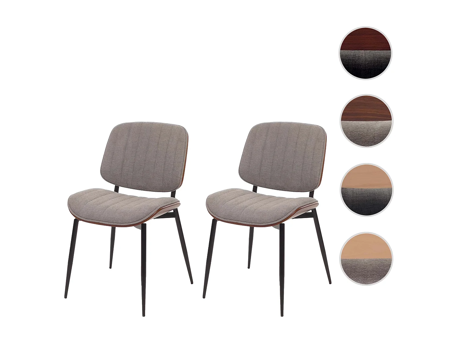 Chaise de salle à manger MCW-O44 (lot de 2),  aspect noyer, gris clair