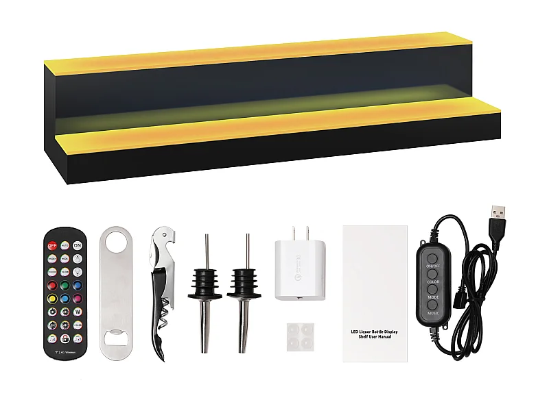 LED-verlichte Drankflessenrek van SucceBuy, Barrek, 76,1 cm, 2 Treden