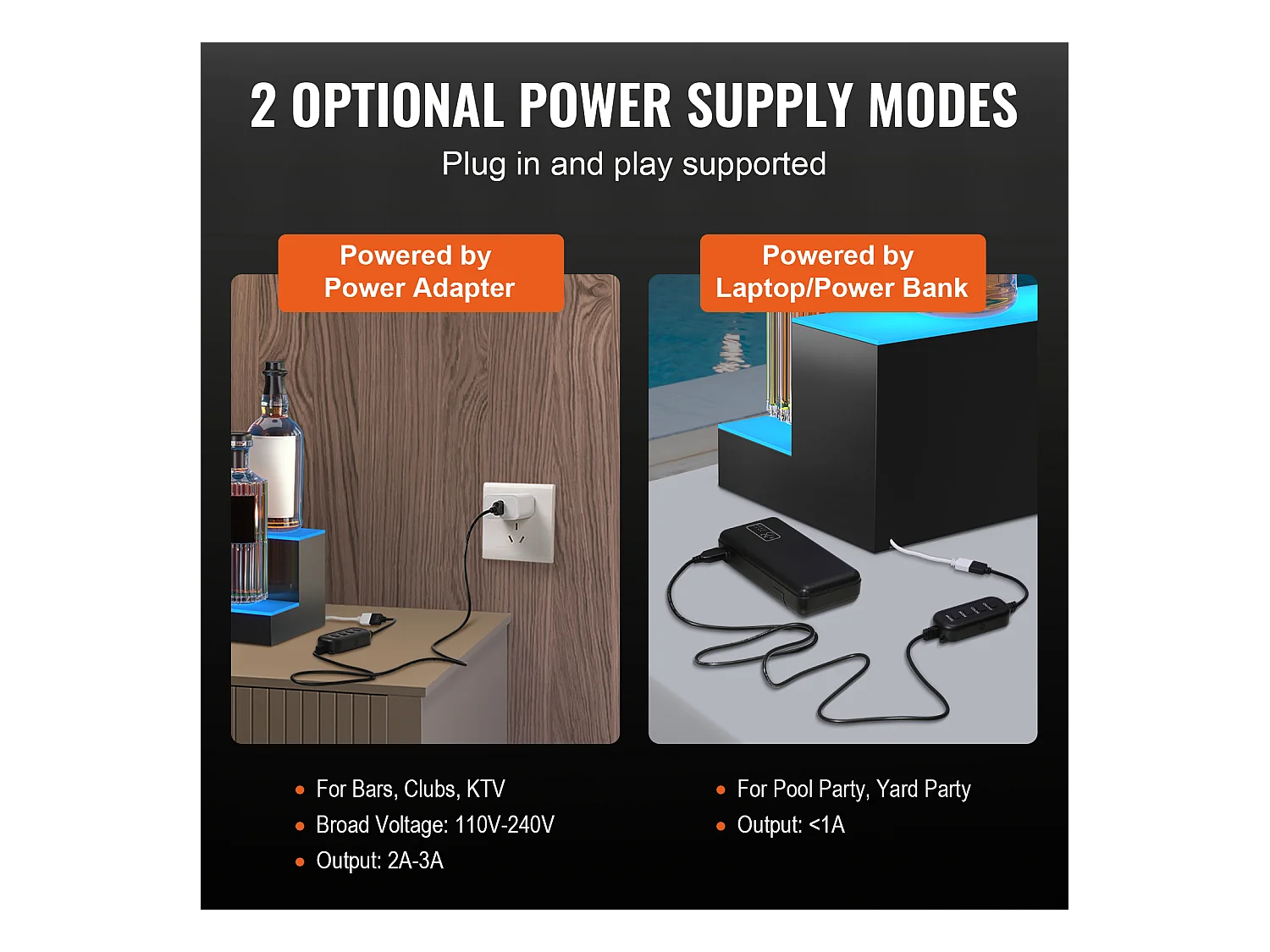 Présentoir à Bouteilles d'Alcool Éclairé à LED SucceBuy, Étagère de Bar, 76,1 cm, 2 Étapes