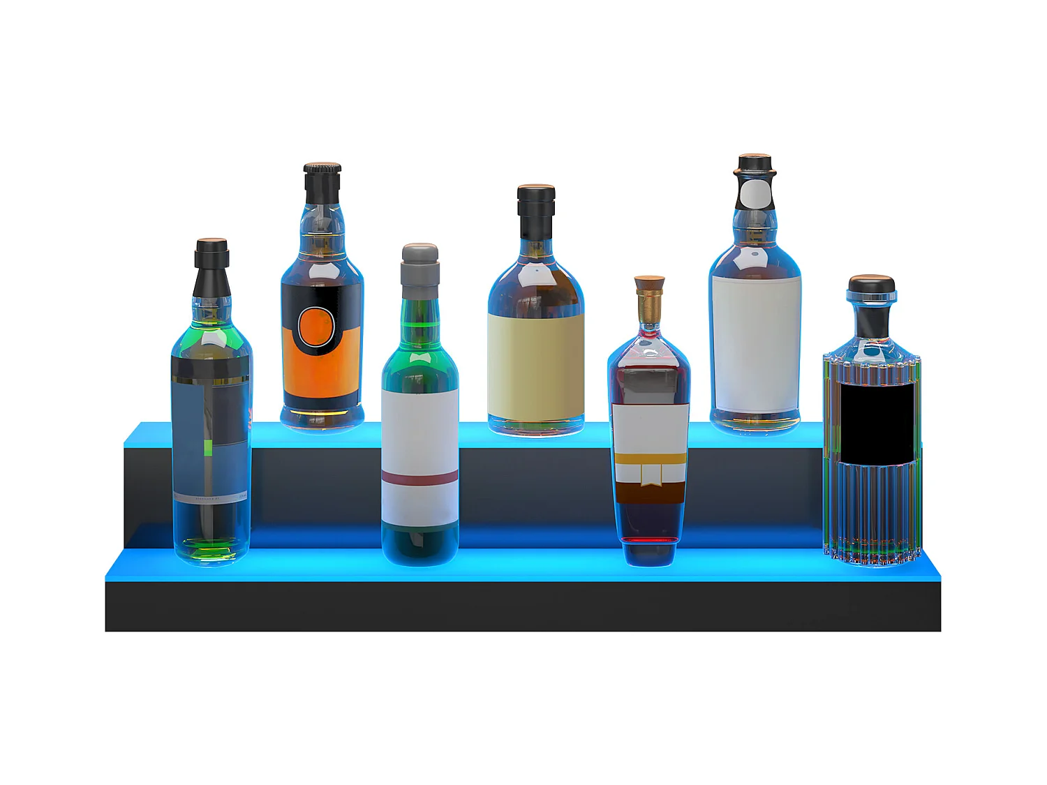 Présentoir à Bouteilles d'Alcool Éclairé à LED SucceBuy, Étagère de Bar, 76,1 cm, 2 Étapes