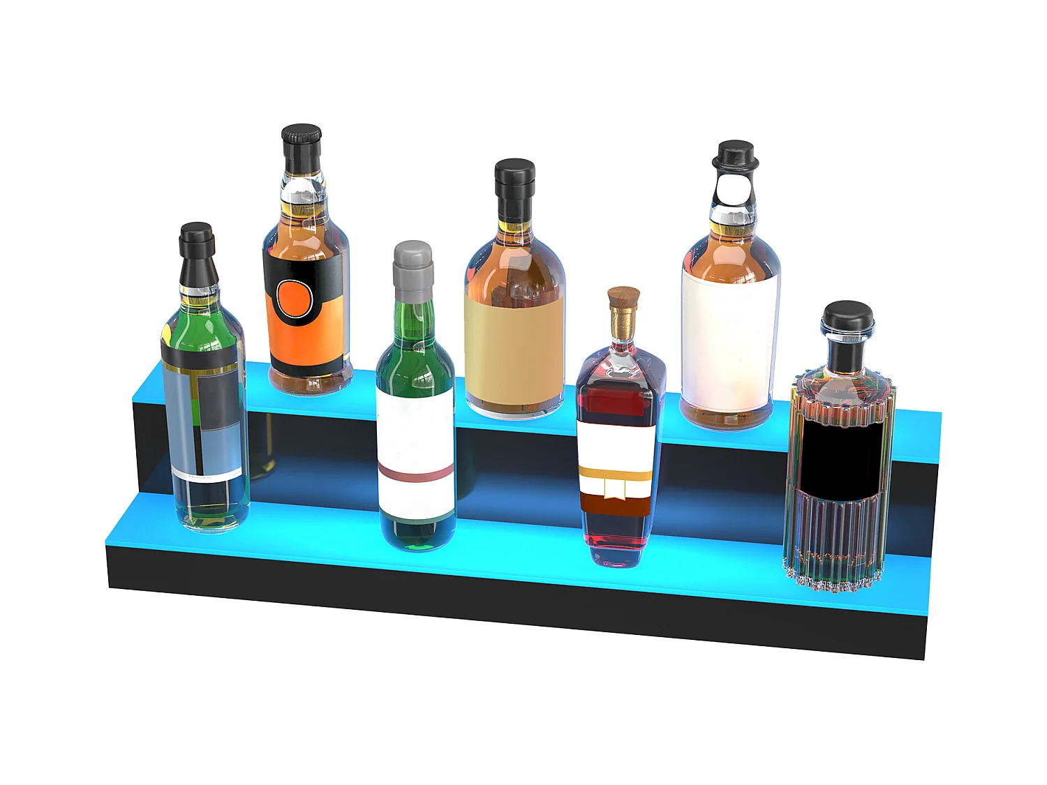 Présentoir à Bouteilles d'Alcool Éclairé à LED SucceBuy, Étagère de Bar, 76,1 cm, 2 Étapes