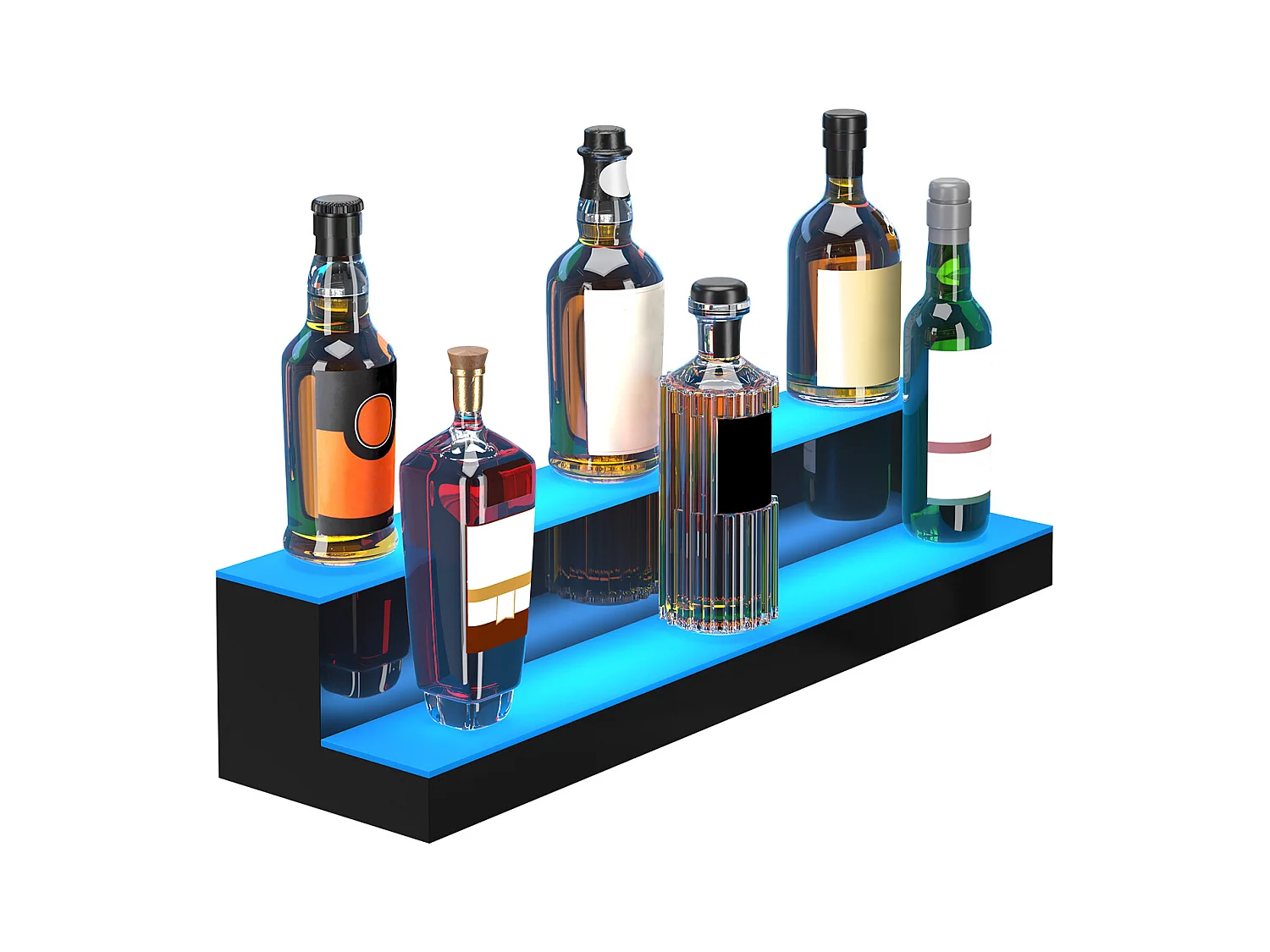 Présentoir à Bouteilles d'Alcool Éclairé à LED SucceBuy, Étagère de Bar, 76,1 cm, 2 Étapes