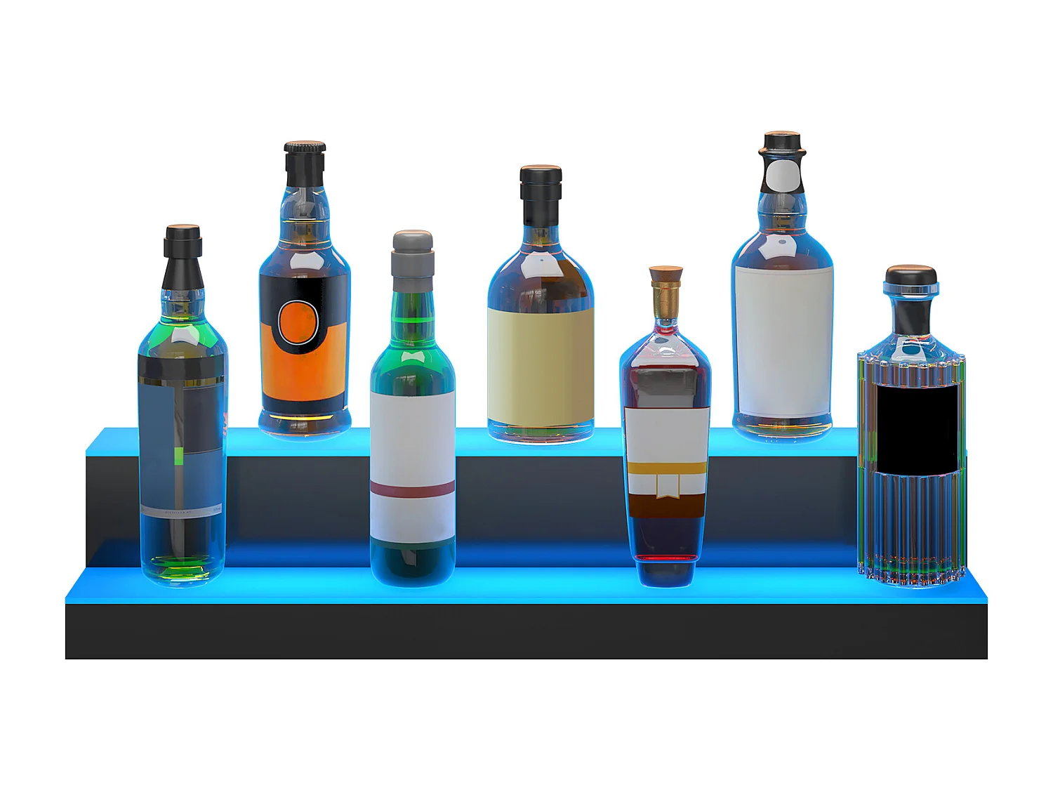 Présentoir à Bouteilles d'Alcool Éclairé à LED SucceBuy, Étagère de Bar, 76,1 cm, 2 Étapes