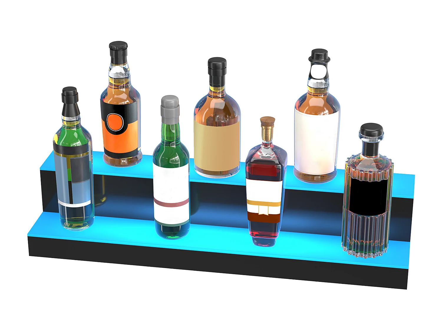 Présentoir à Bouteilles d'Alcool Éclairé à LED SucceBuy, Étagère de Bar, 76,1 cm, 2 Étapes