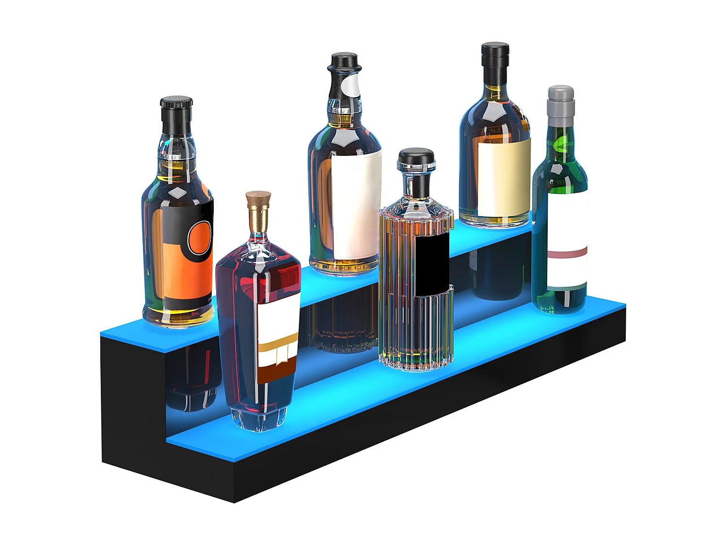 Présentoir à Bouteilles d'Alcool Éclairé à LED SucceBuy, Étagère de Bar, 76,1 cm, 2 Étapes