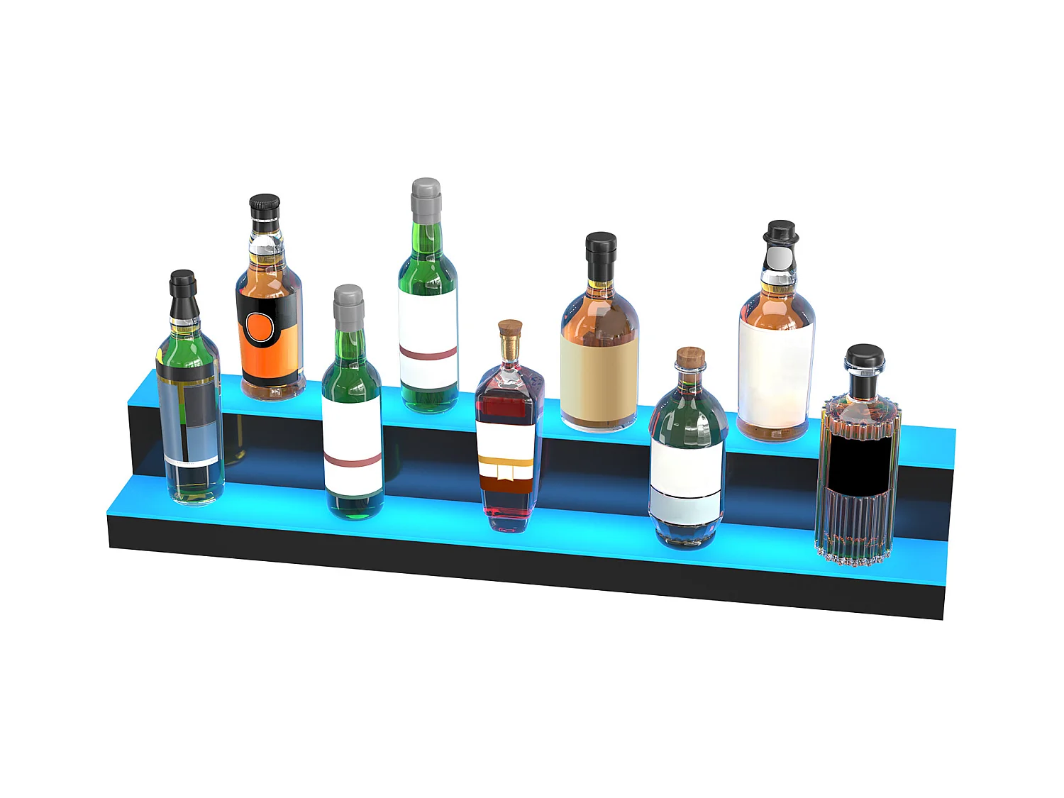 Présentoir à Bouteilles d'Alcool Éclairé à LED SucceBuy, Étagère de Bar, 101,4 cm, 2 Étapes