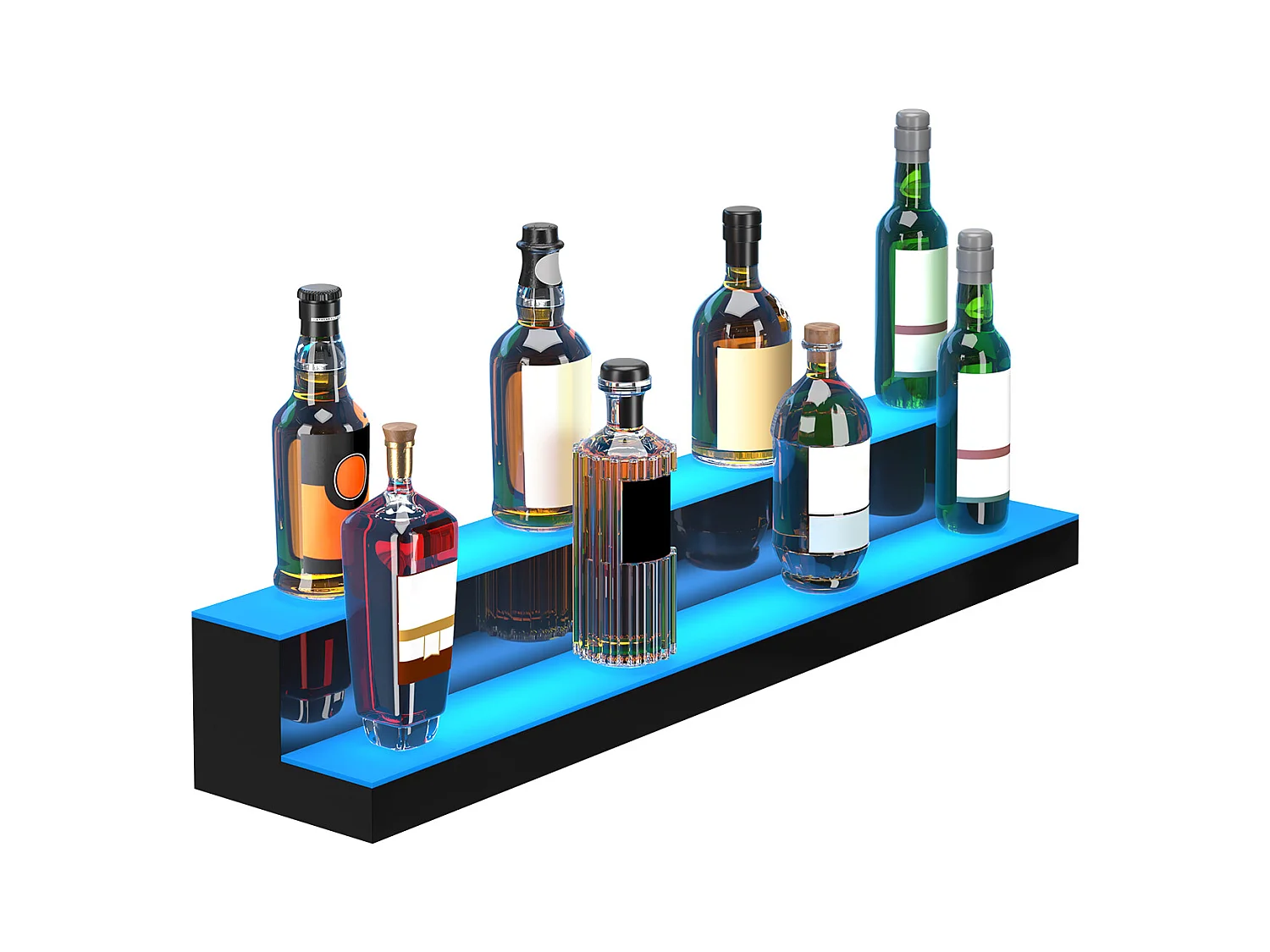 Présentoir à Bouteilles d'Alcool Éclairé à LED SucceBuy, Étagère de Bar, 101,4 cm, 2 Étapes