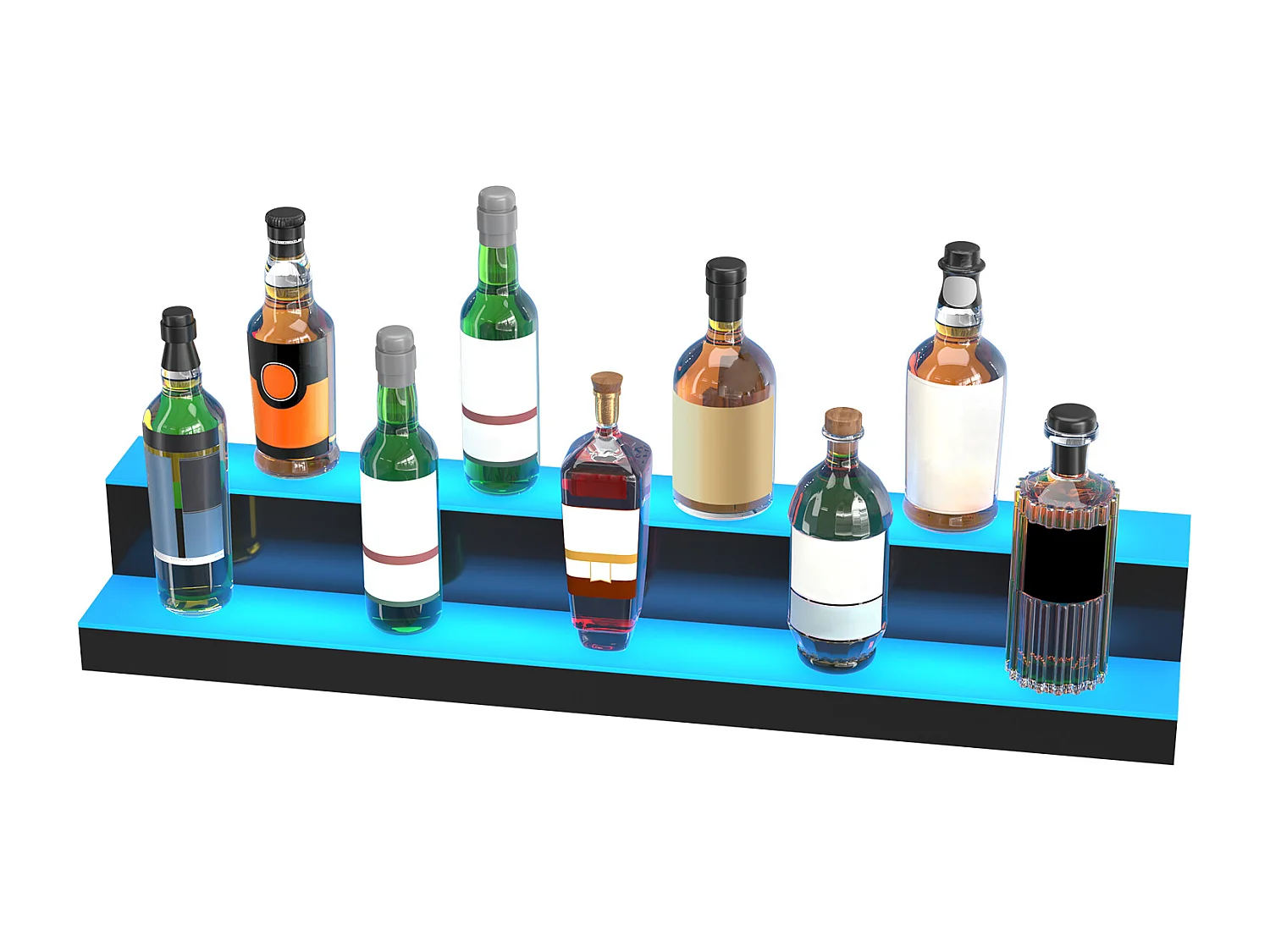 Présentoir à Bouteilles d'Alcool Éclairé à LED SucceBuy, Étagère de Bar, 101,4 cm, 2 Étapes