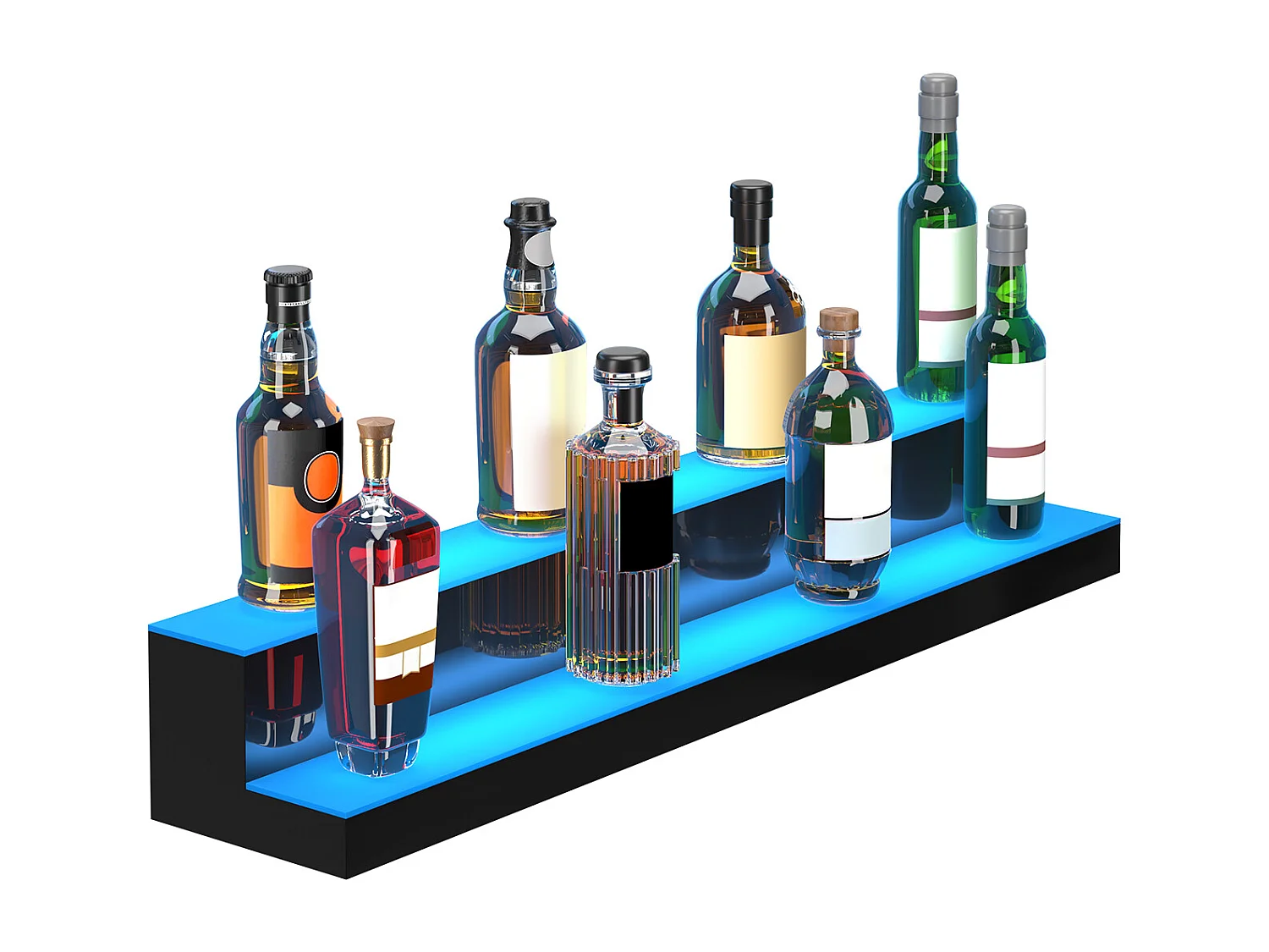 Présentoir à Bouteilles d'Alcool Éclairé à LED SucceBuy, Étagère de Bar, 101,4 cm, 2 Étapes