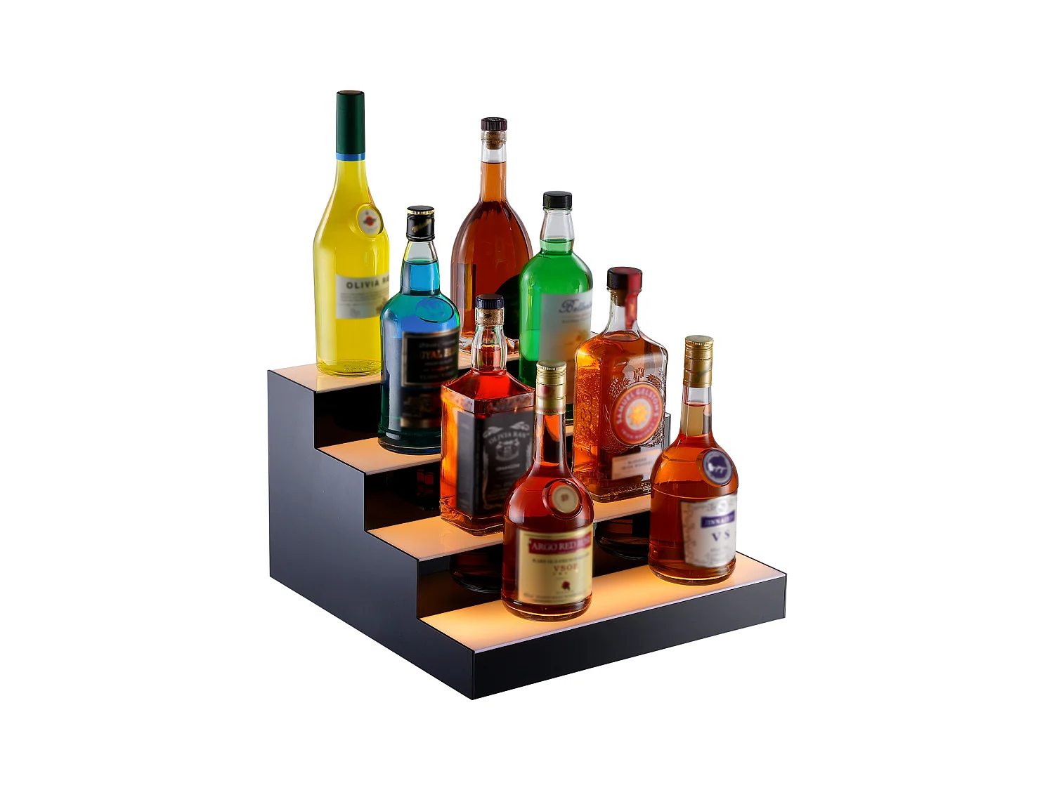 Présentoir à Bouteilles d'Alcool Éclairé à LED SucceBuy, Étagère de Bar, 40,6 cm, 4 Étapes