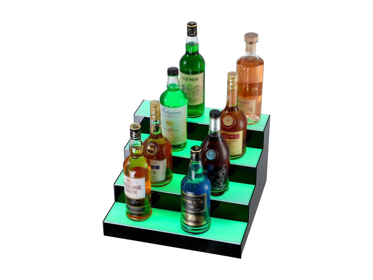 Présentoir à Bouteilles d'Alcool Éclairé à LED SucceBuy, Étagère de Bar, 40,6 cm, 4 Étapes