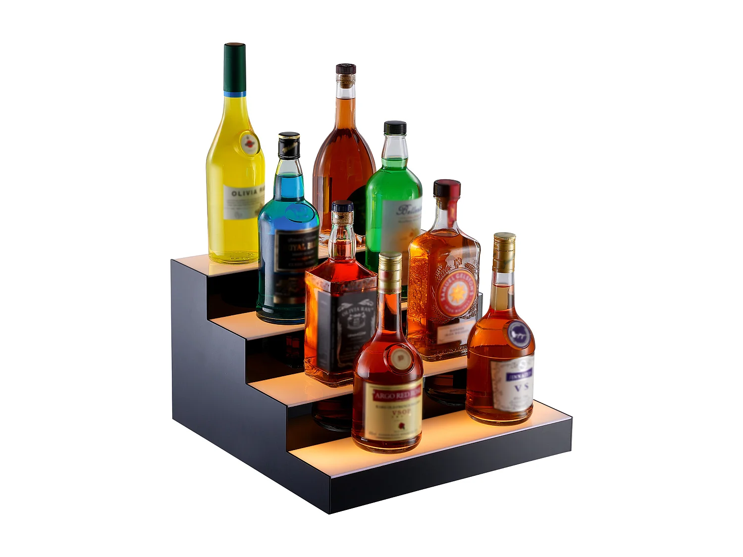 Présentoir à Bouteilles d'Alcool Éclairé à LED SucceBuy, Étagère de Bar, 40,6 cm, 4 Étapes