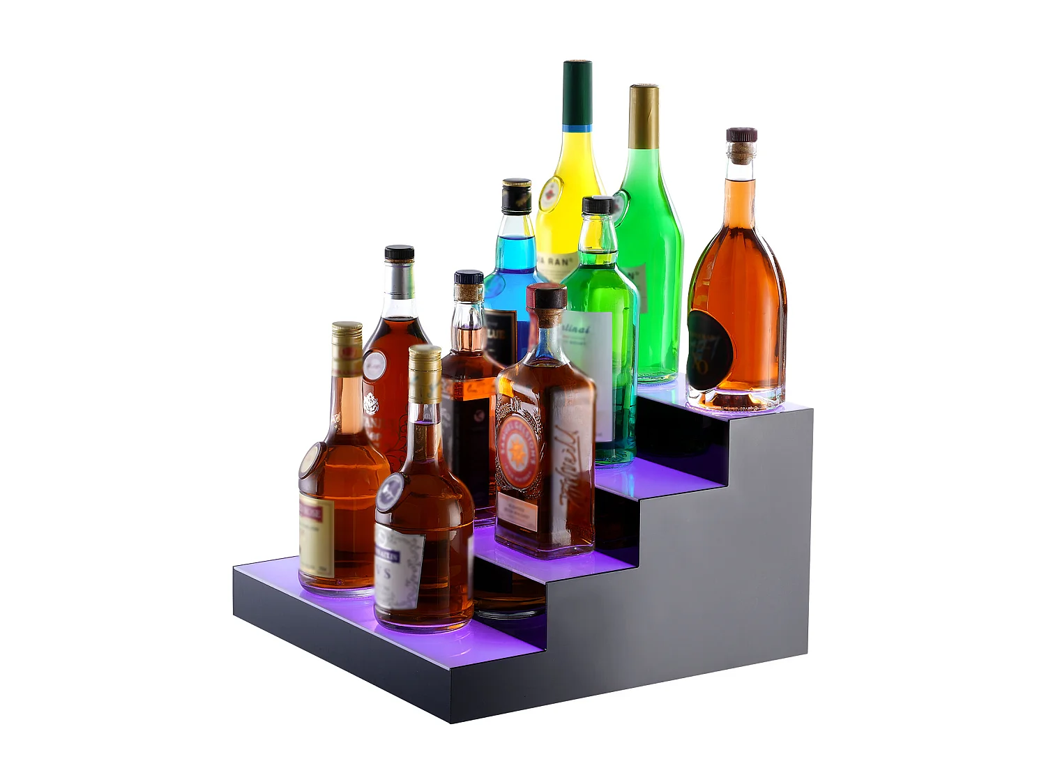 Présentoir à Bouteilles d'Alcool Éclairé à LED SucceBuy, Étagère de Bar, 40,6 cm, 4 Étapes