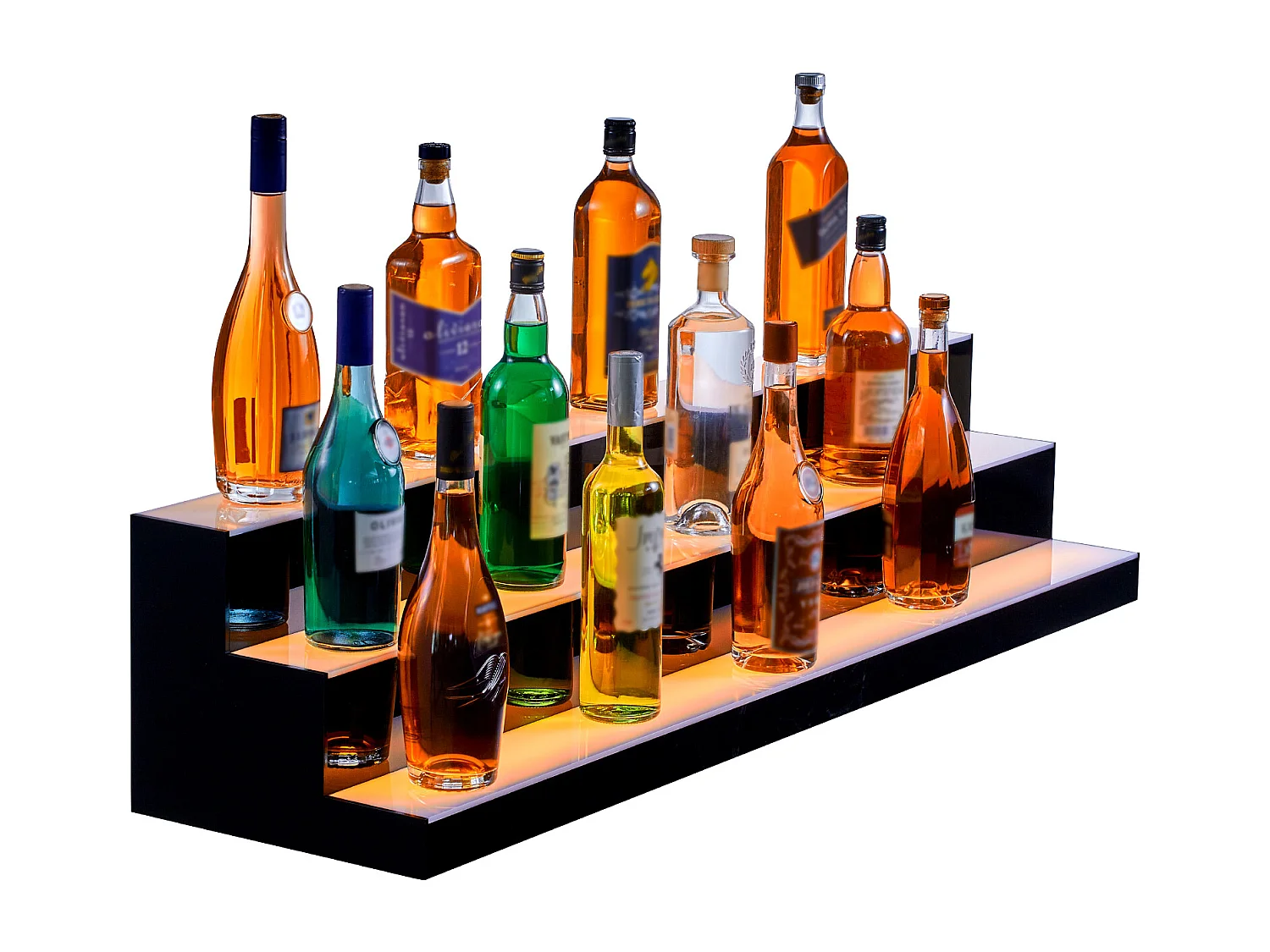 Présentoir à Bouteilles d'Alcool Éclairé à LED SucceBuy, Étagère de Bar, 121 cm, 3 Étapes