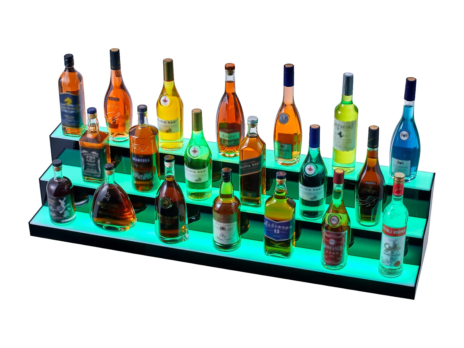 Présentoir à Bouteilles d'Alcool Éclairé à LED SucceBuy, Étagère de Bar, 121 cm, 3 Étapes
