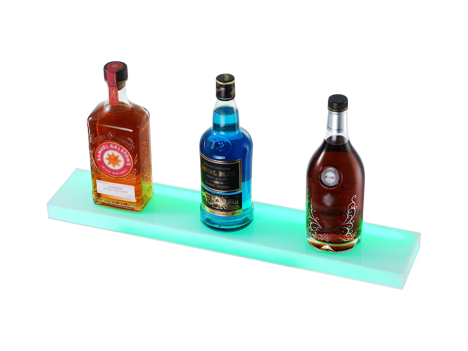 Présentoir à Bouteilles d'Alcool Éclairé à LED SucceBuy, Étagère Murale de Bar pour la Maison, 60 cm, 1 Étape