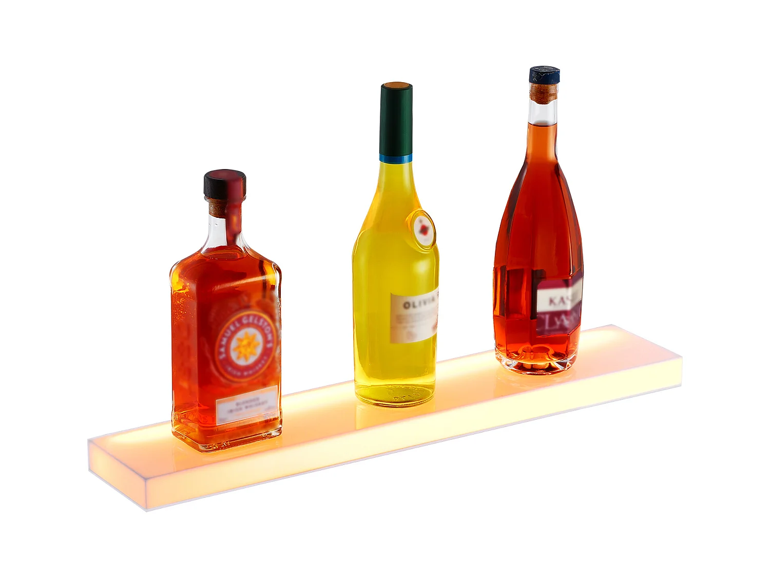 Présentoir à Bouteilles d'Alcool Éclairé à LED SucceBuy, Étagère Murale de Bar pour la Maison, 60 cm, 1 Étape