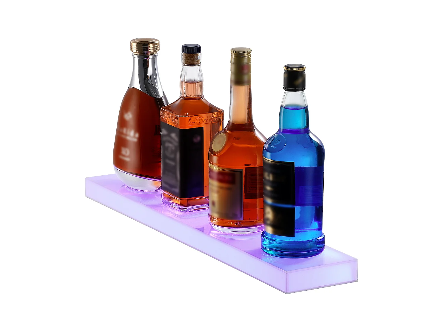 Présentoir à Bouteilles d'Alcool Éclairé à LED SucceBuy, Étagère Murale de Bar pour la Maison, 60 cm, 1 Étape