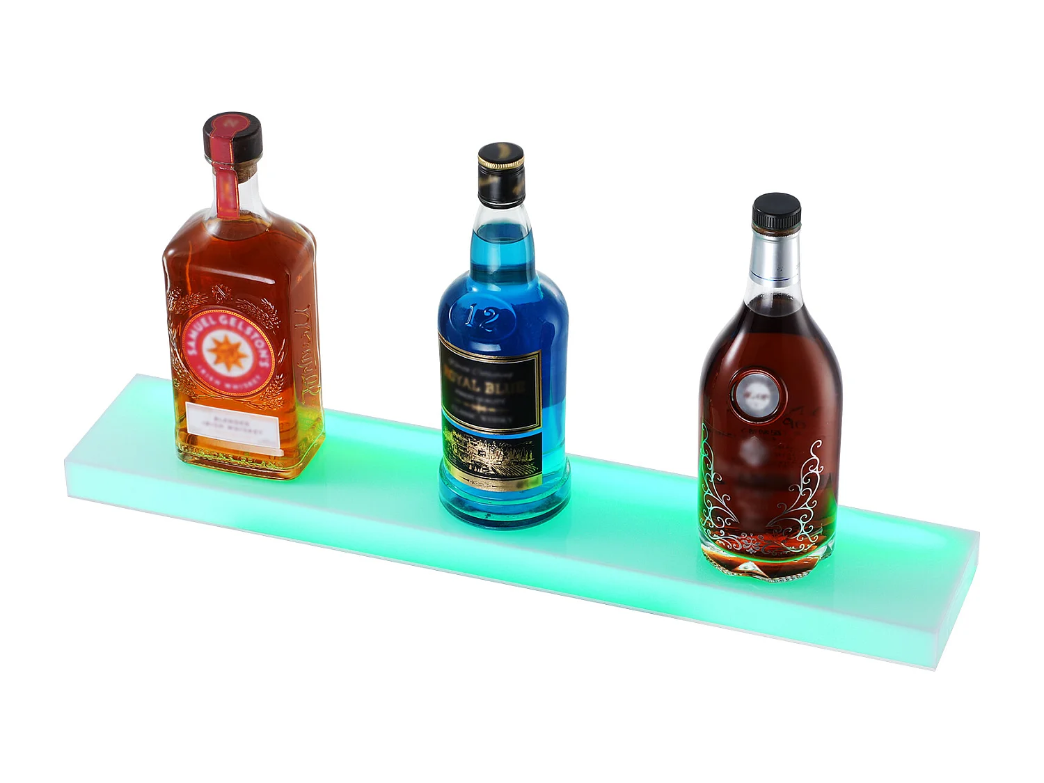 Présentoir à Bouteilles d'Alcool Éclairé à LED SucceBuy, Étagère Murale de Bar pour la Maison, 60 cm, 1 Étape