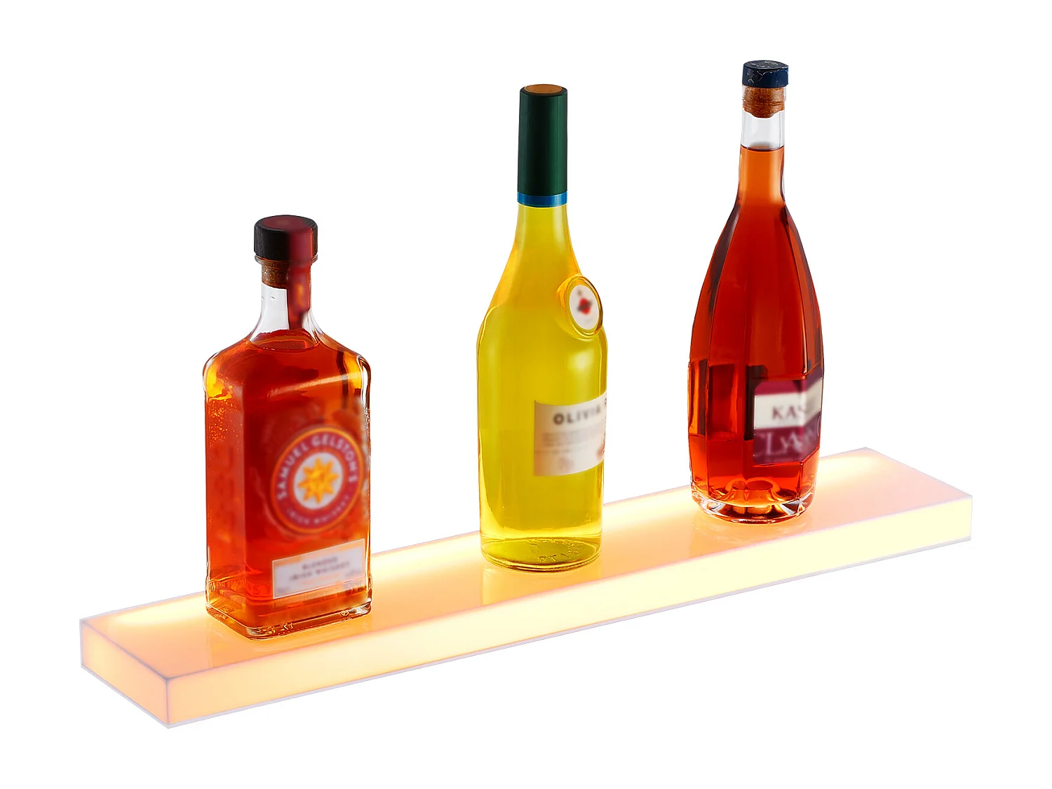 Présentoir à Bouteilles d'Alcool Éclairé à LED SucceBuy, Étagère Murale de Bar pour la Maison, 60 cm, 1 Étape