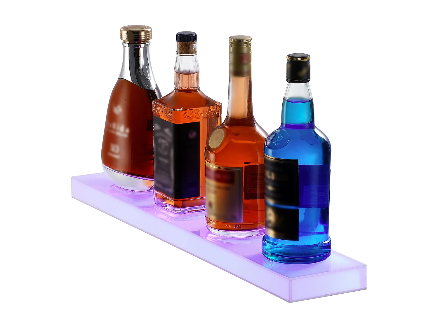 Présentoir à Bouteilles d'Alcool Éclairé à LED SucceBuy, Étagère Murale de Bar pour la Maison, 60 cm, 1 Étape