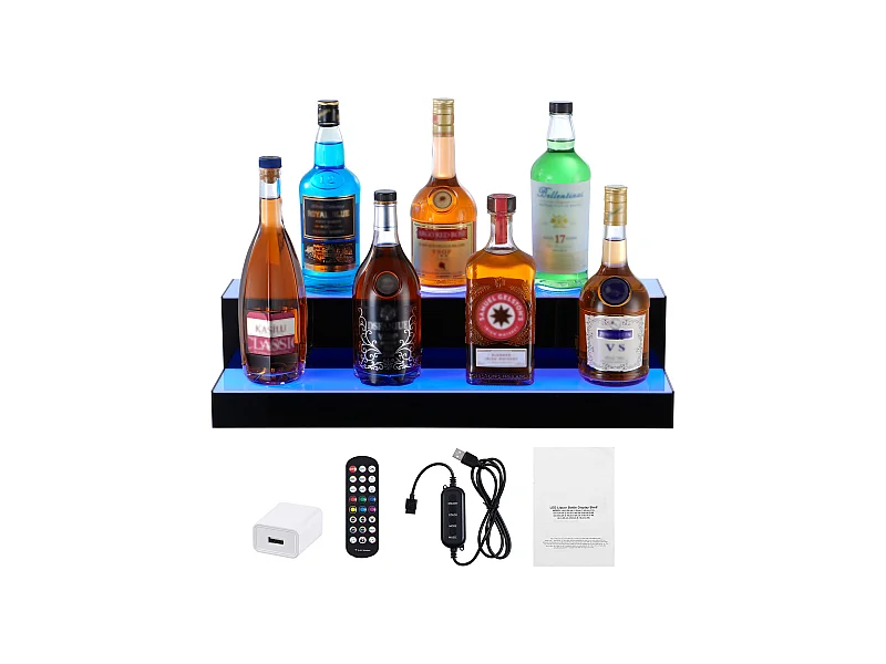 LED-beleuchtetes Spirituosenregal von SucceBuy, Barregal, 60 cm, 2 Stufen